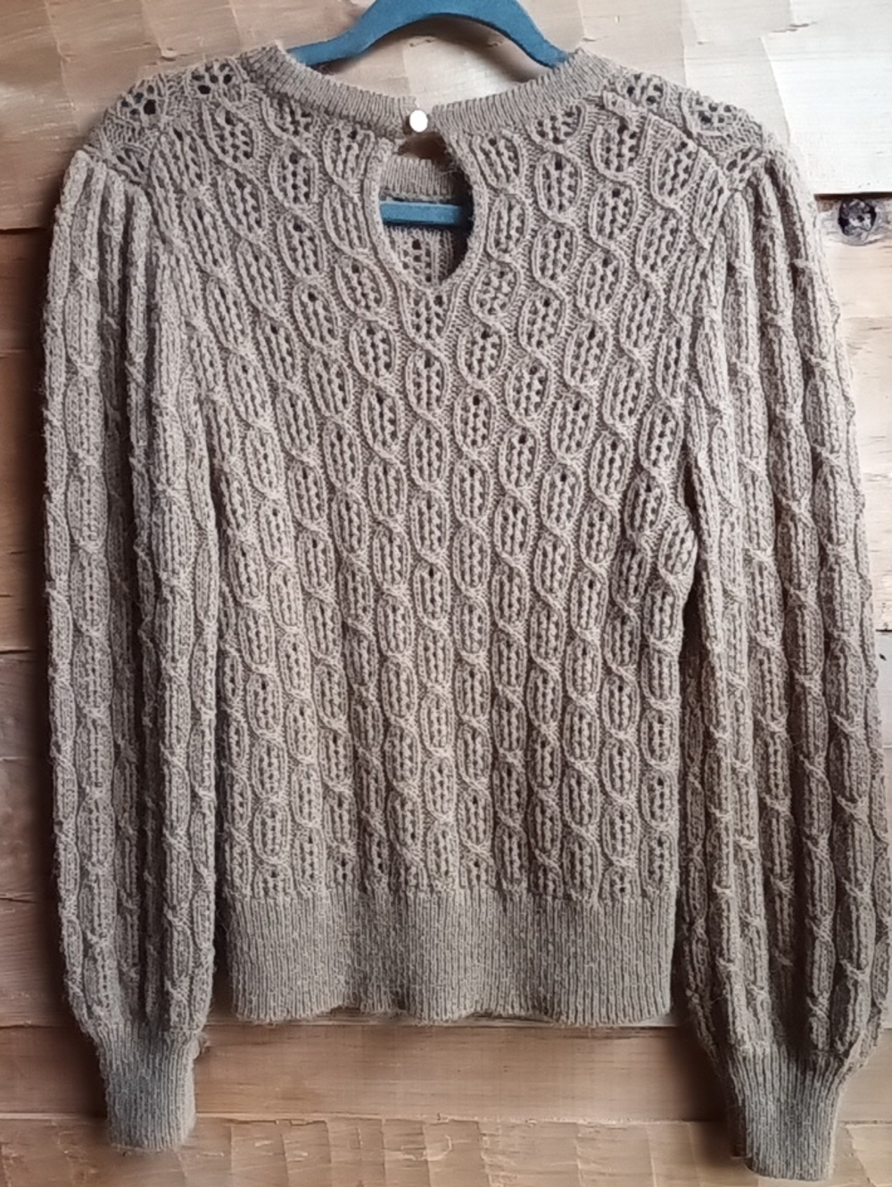 J. Crew Brown Cable Knit Open Stitch Pullover - Picture 6 of 7